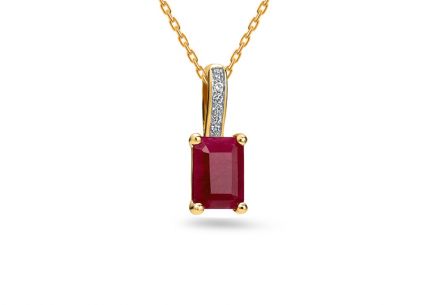 Ciondolo in oro con diamante taglio brillante e rubino 0,020 ct